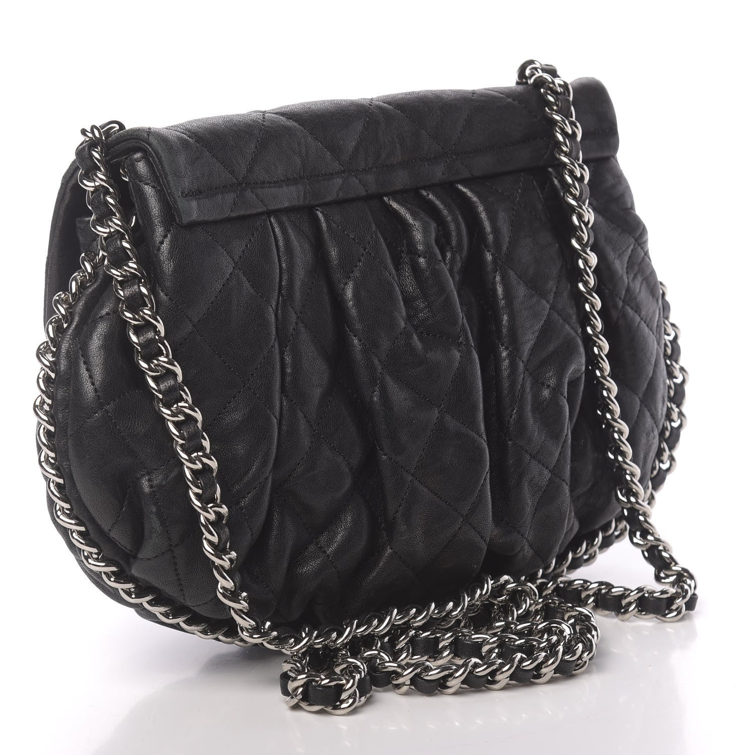 Chanel Washed Lambskin Quilted Medium Chain Around Messenger Black 3 of 11