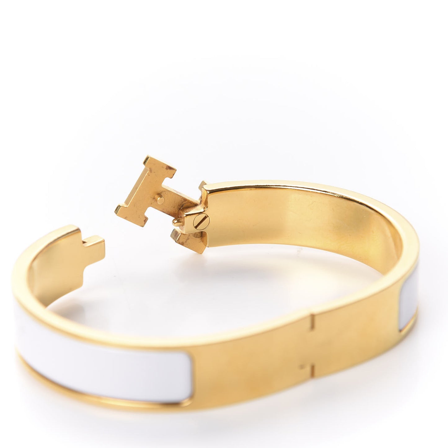 Enamel Narrow Clic Clac H Bracelet PM White