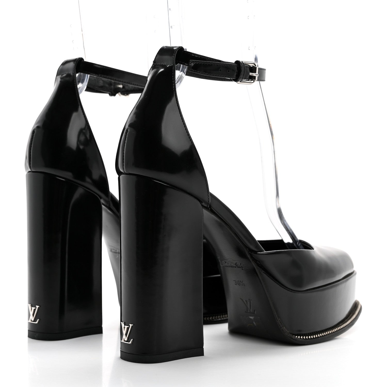 Louis Vuitton Patent Fame Platform Pumps 38.5 Black 4 of 8