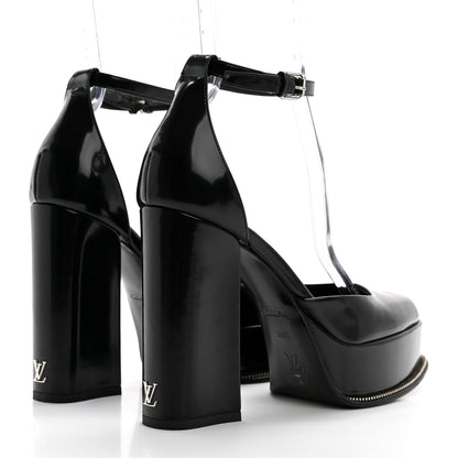 Louis Vuitton Patent Fame Platform Pumps 38.5 Black 4 of 8