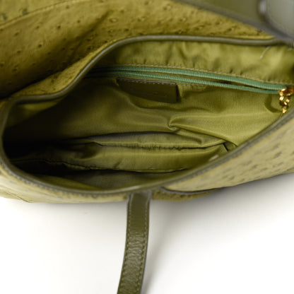 Christian Dior Ostrich Double Saddle Bag Green 5 of 11