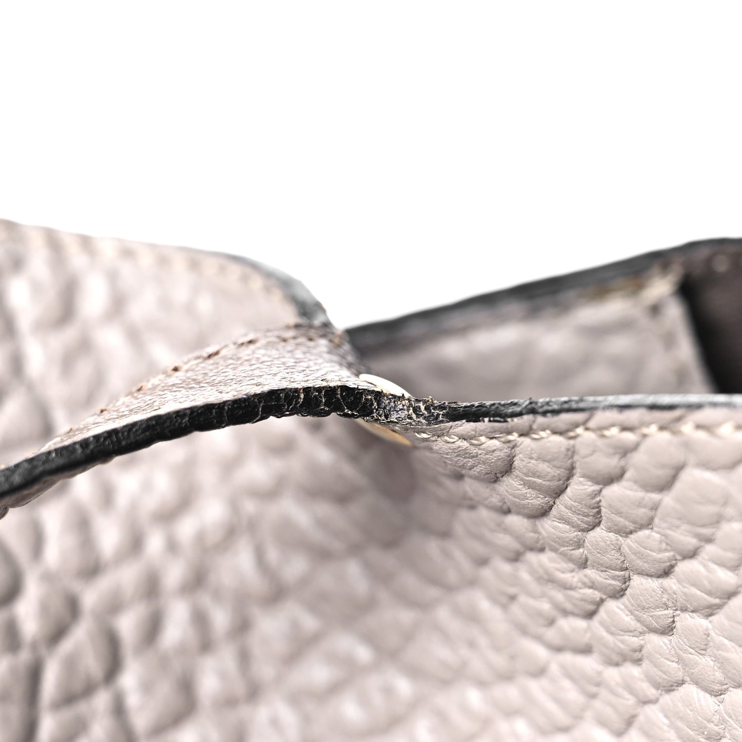 Signature Grain Calfskin Check Embossed Small Canterbury Tote Stone White