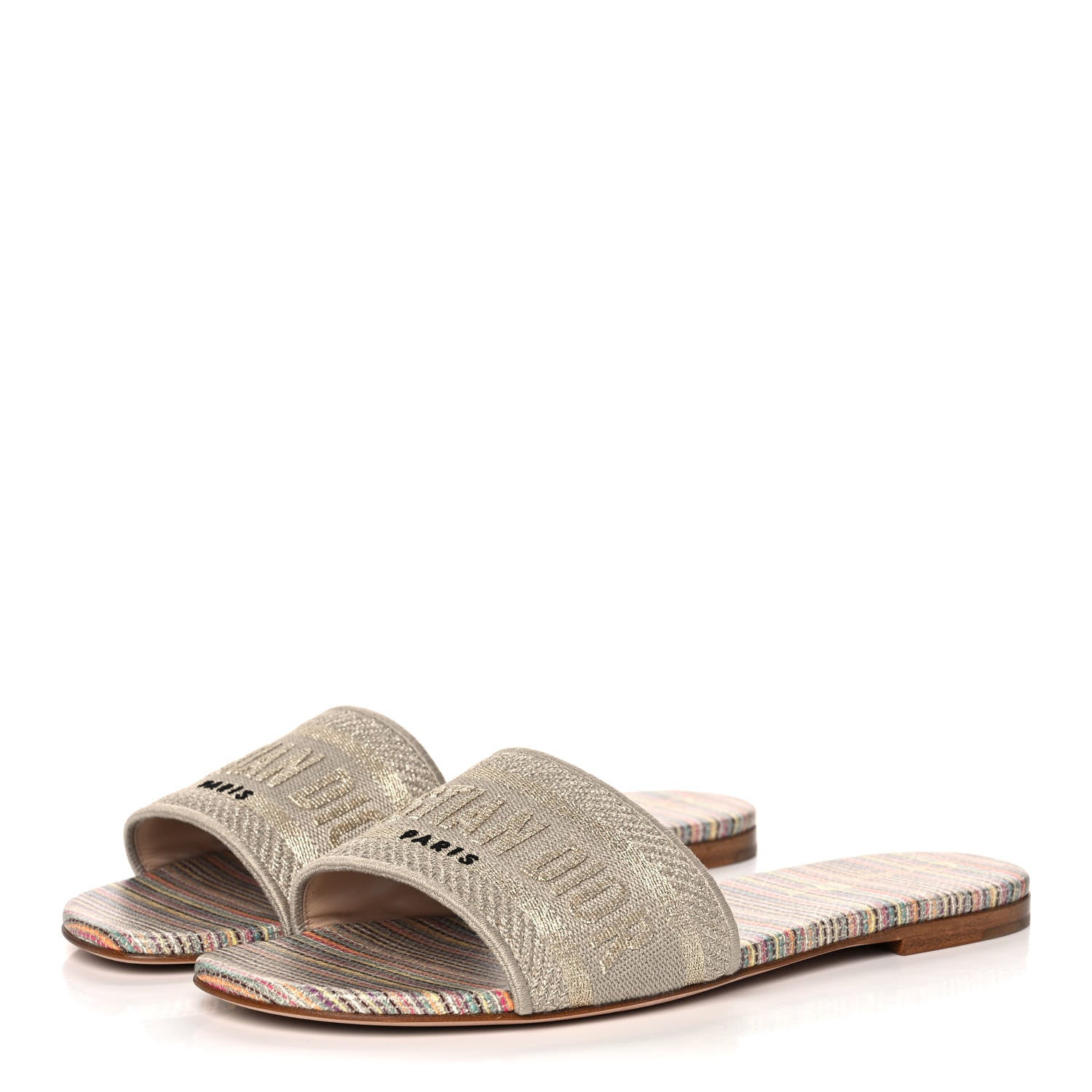 Christian Dior Lurex Romance Embroidered Dway Mules Slide Sandals 38 Metal Multicolor 3 of 9
