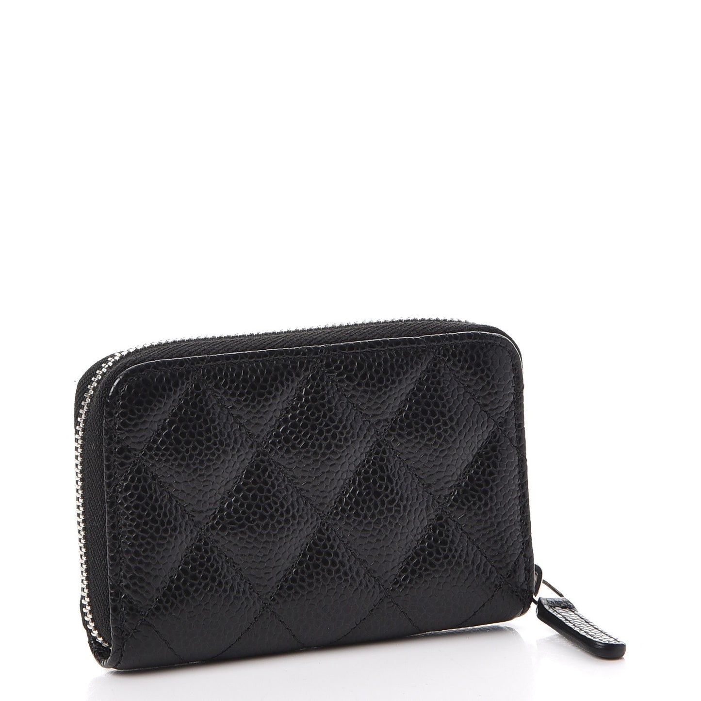 Caviar Quilted Zip Coin Purse Black