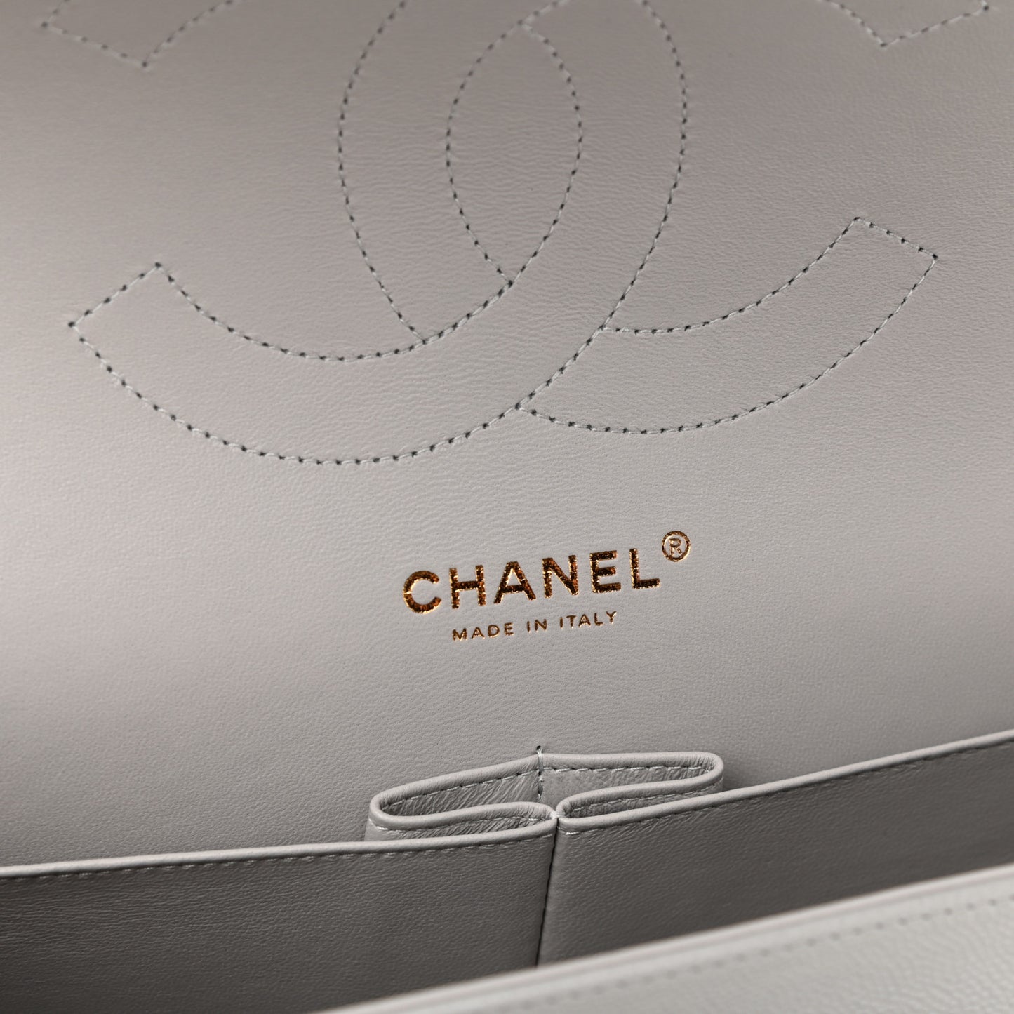 Caviar Quilted Jumbo Double Flap Grey