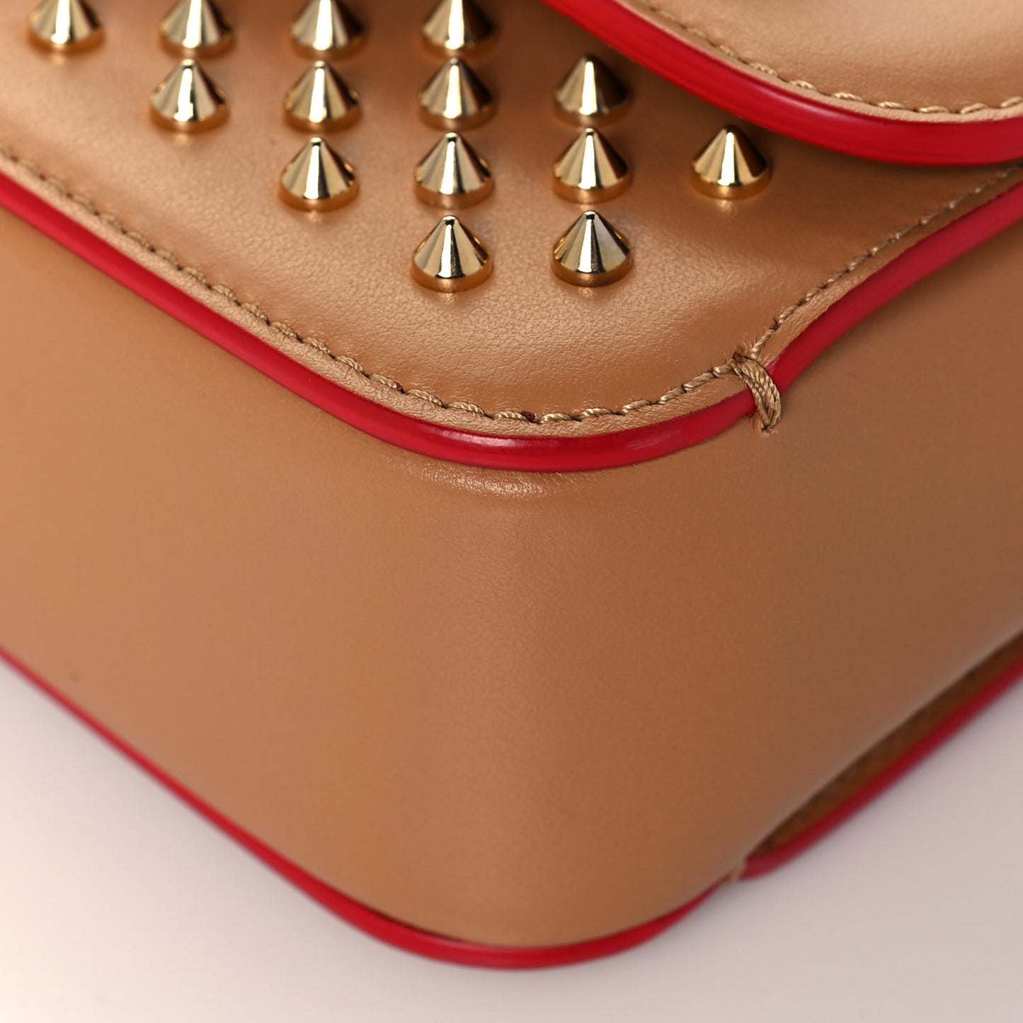 Calfskin Spikes Baby Sweet Charity Shoulder Bag Biscuit