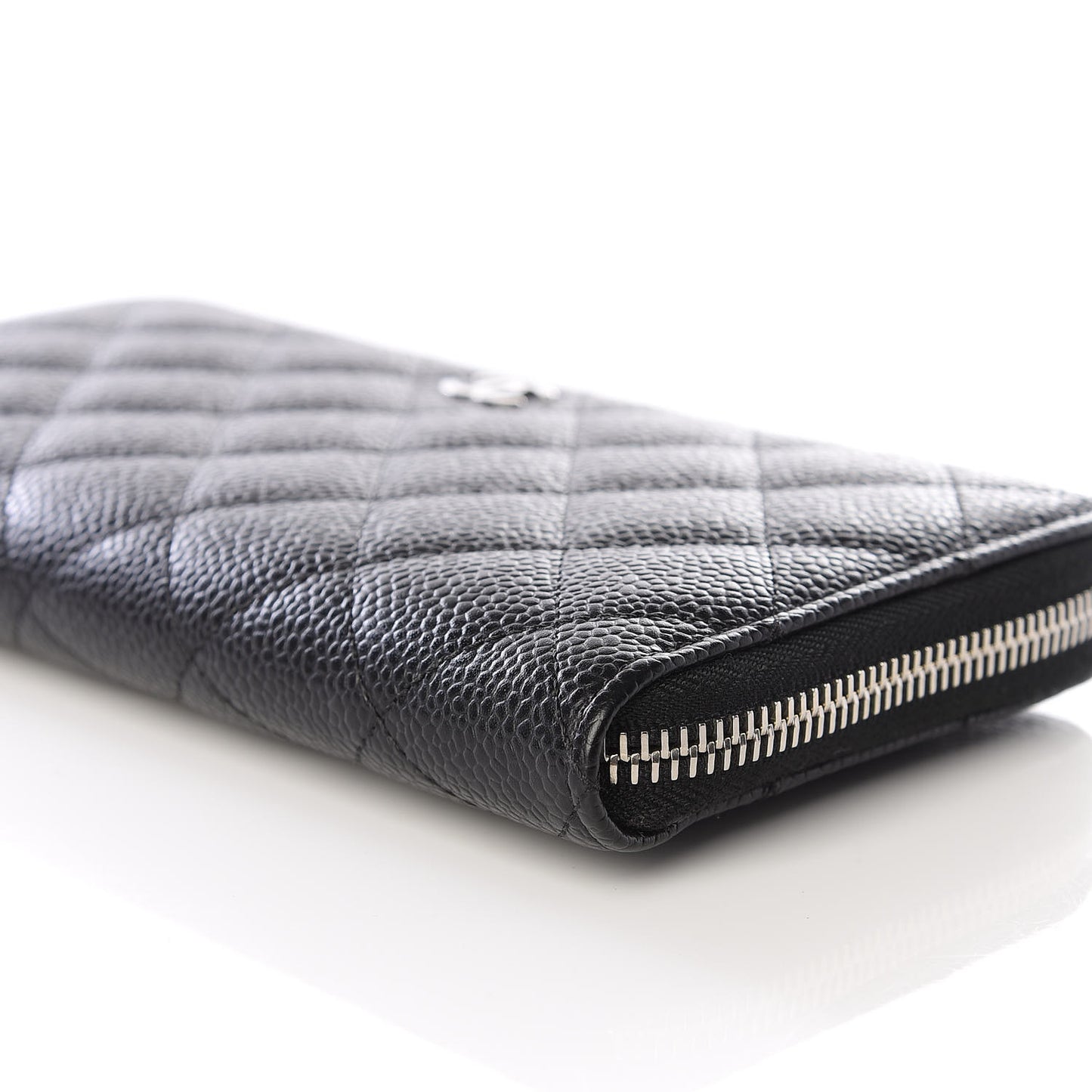 Caviar Quilted Large Gusset Zip Around Wallet Black
