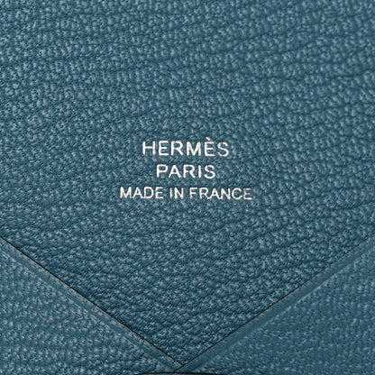 Hermes Chevre Mysore Calvi Card Case New Bleu Jean 6 of 8