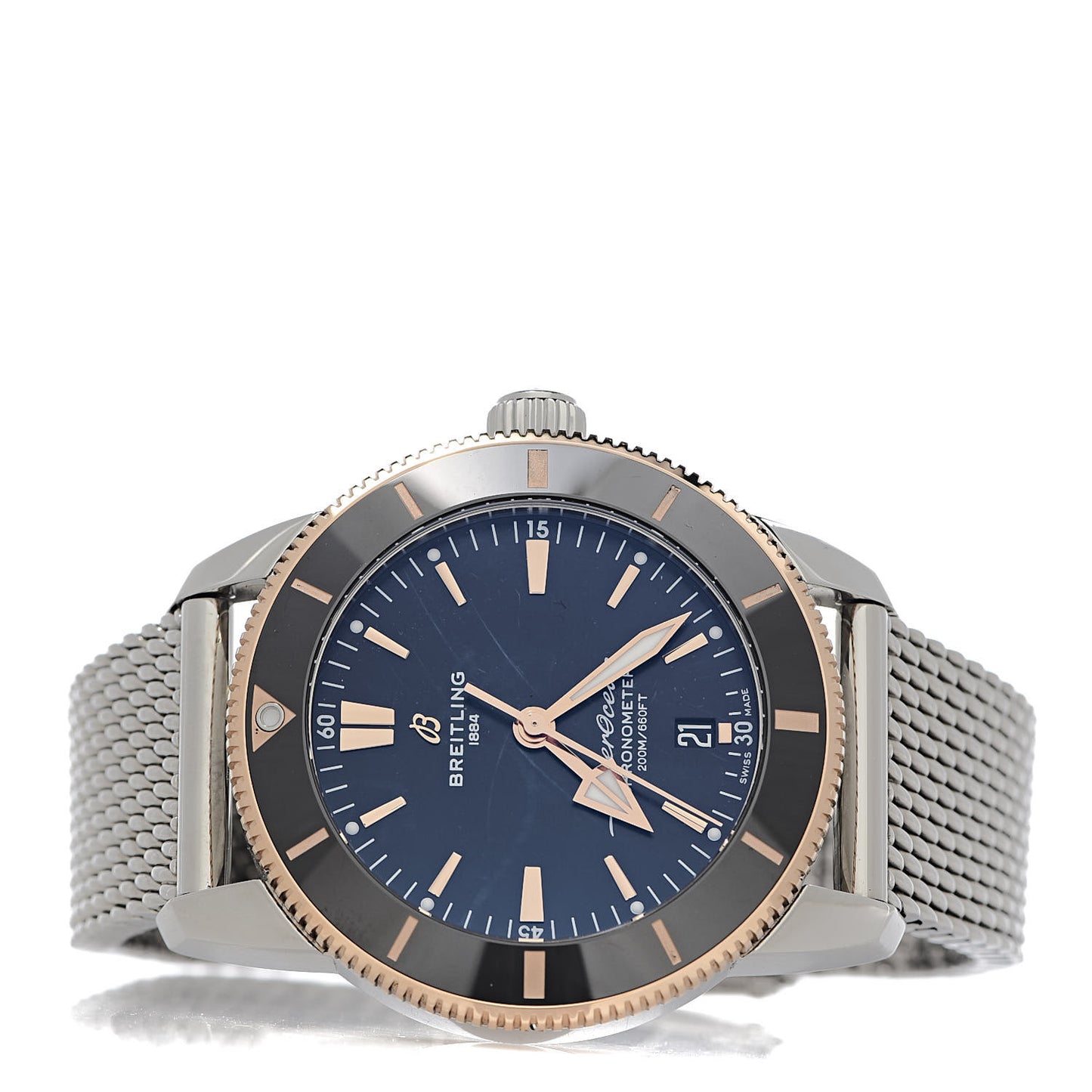 Stainless Steel 18K Rose Gold 44mm Superocean Heritage II B20 Automatic Watch Volcano Black UB2030