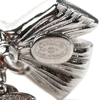 Chanel Crystal CC Bow Drop Earrings Silver 5 of 5