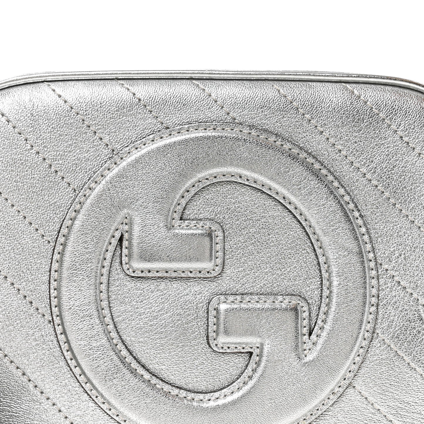Metallic Sakai Be Green Calfskin Diagonal Stitched Small Blondie Shoulder Bag Silver