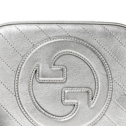 Gucci Metallic Sakai Be Green Calfskin Diagonal Stitched Small Blondie Shoulder Bag Silver 8 of 11