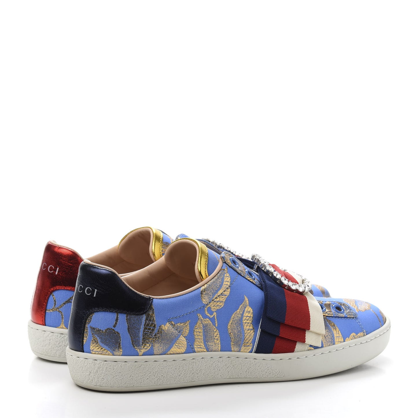 Lurex Jacquard Crystal Sylvie Web Branches Womens Ace Sneakers 36 Pervinca Gold