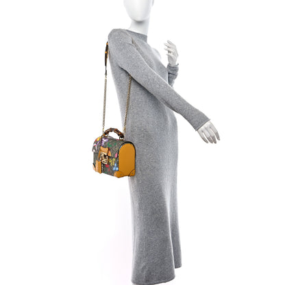 Gucci GG Supreme Monogram Flora Small Padlock Bamboo Shoulder Bag Beige Multicolor Crop 2 of 11