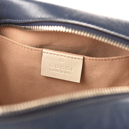 Gucci Vintage Effect Calfskin Matelasse Diagonal Small Torchon GG Marmont Chain Shoulder Bag Blue Agata Mystic White 8 of 10