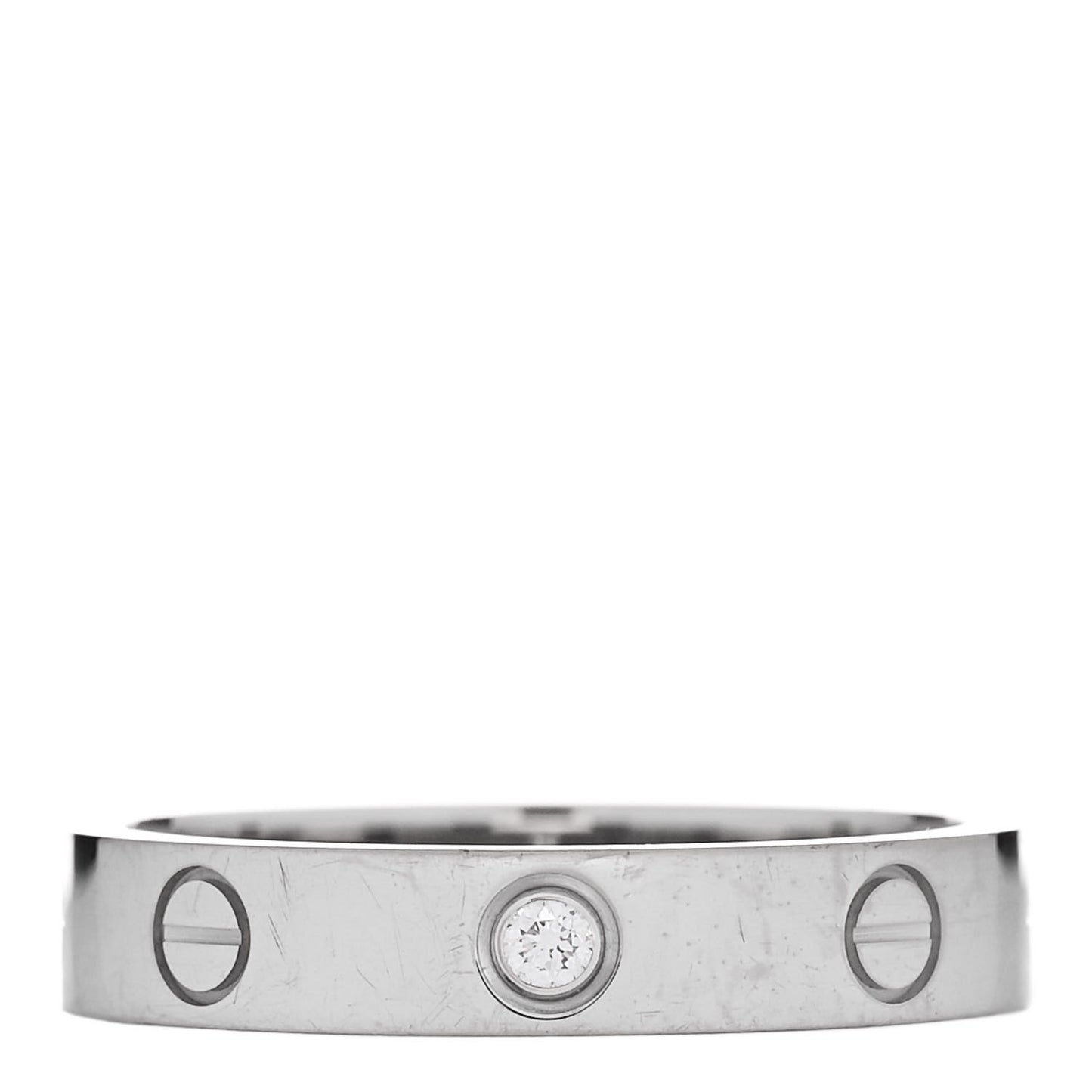 18K White Gold Diamond 4mm LOVE Wedding Band Ring 55 7.25