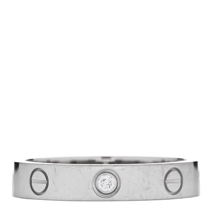 Cartier 18K White Gold Diamond 4mm LOVE Wedding Band Ring 55 7.25 1 of 5