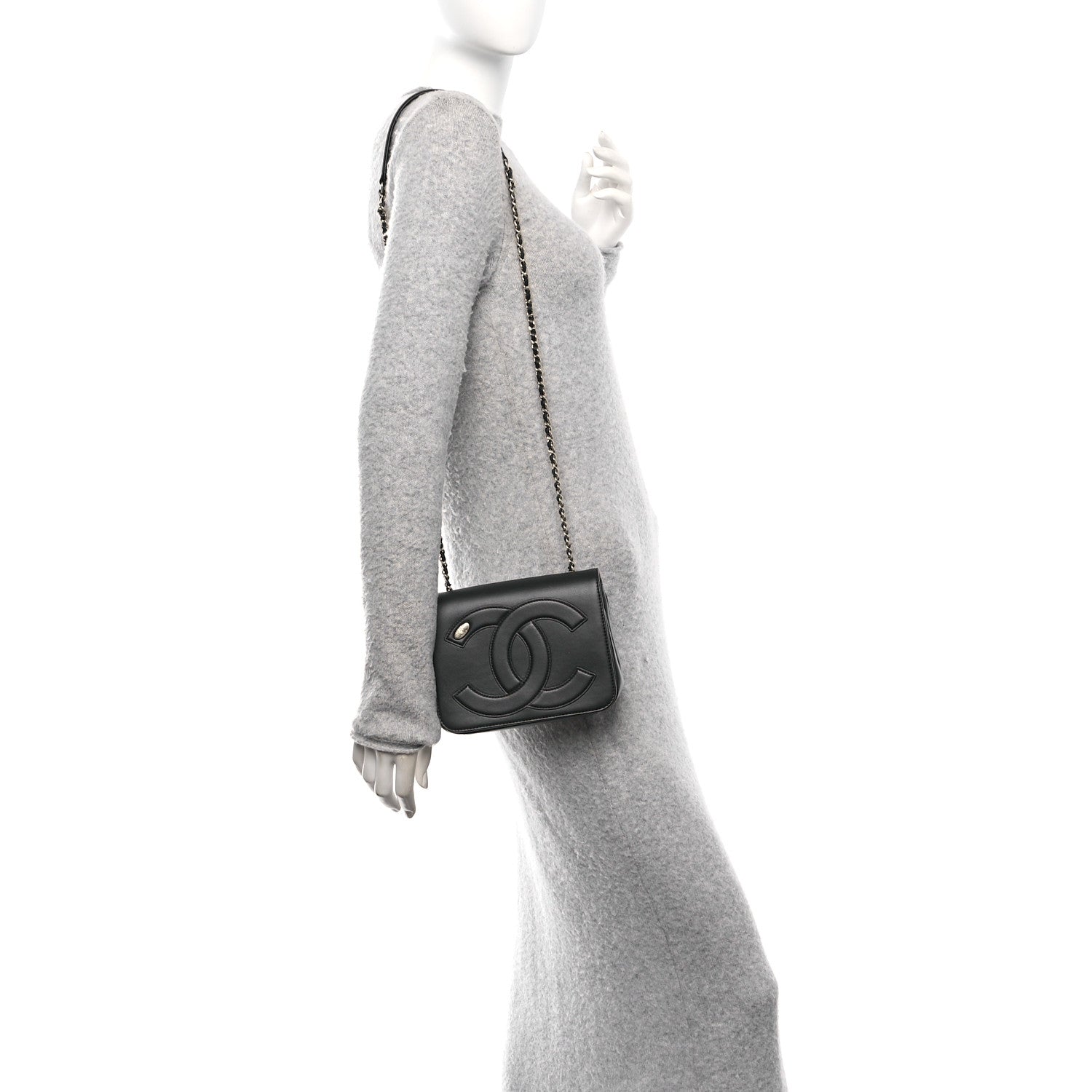 Chanel Lambskin CC Mania Flap Bag Black 2 of 10