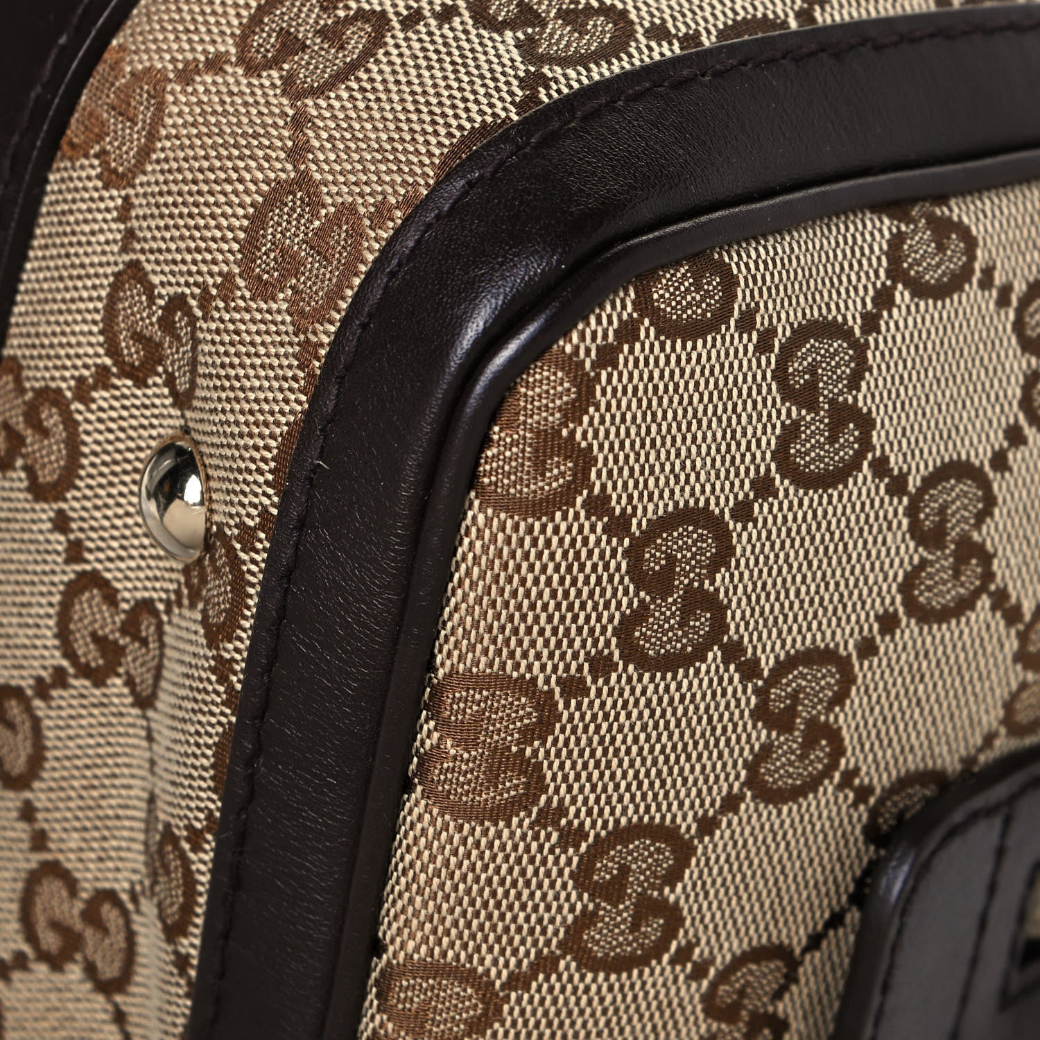 Gucci Monogram Vintage Web Small Boston Dark Brown 9 of 14