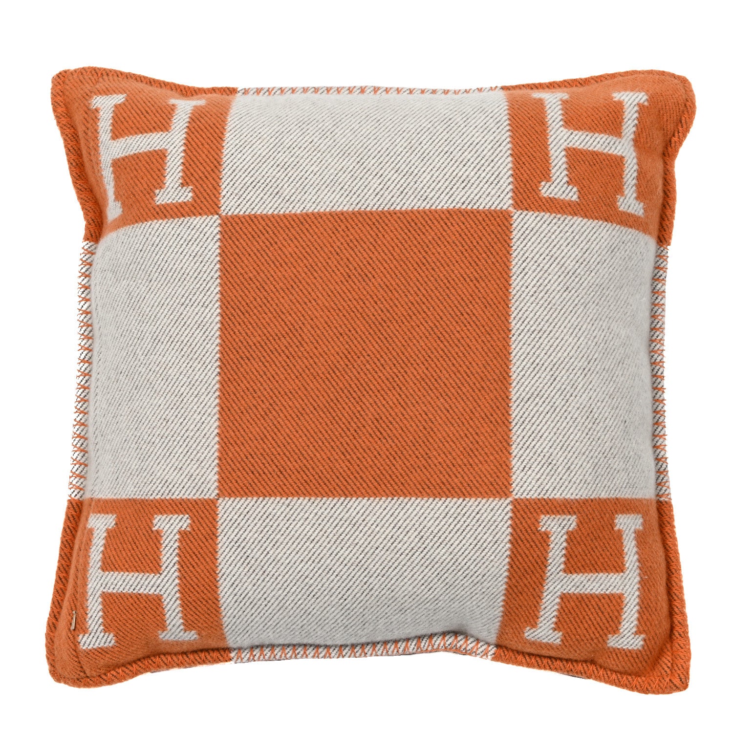 Hermes Wool Cashmere Avalon Pillow PM Ecru Potiron 2 of 3