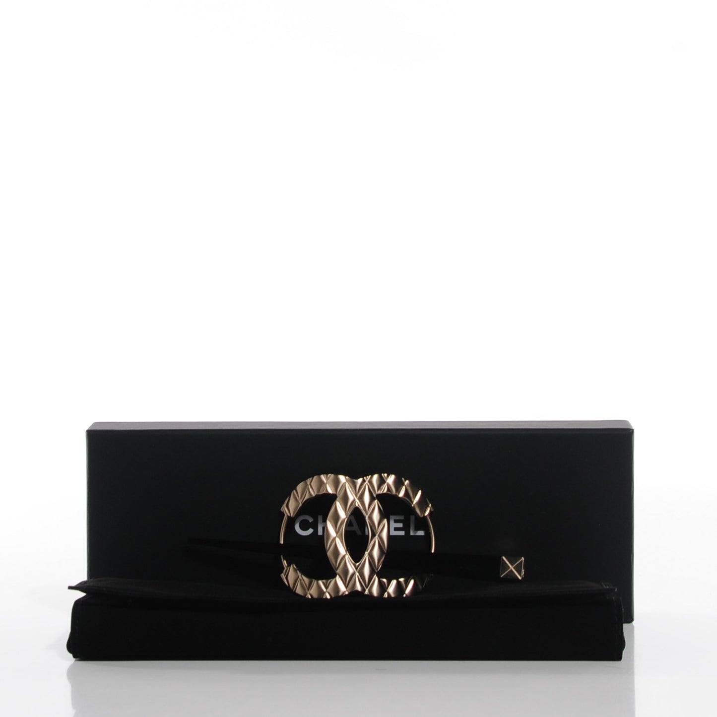 Quilted CC Hair Pin Gold