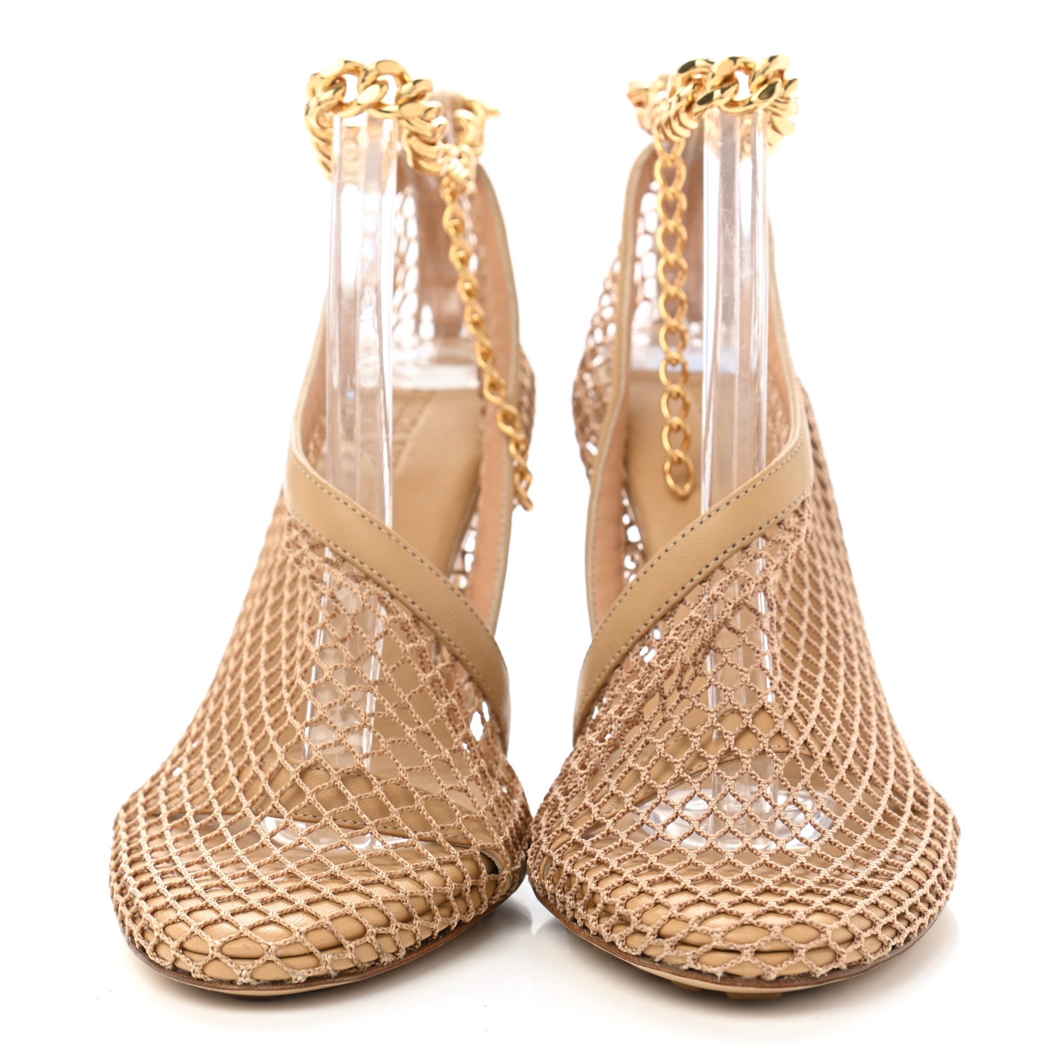 Bottega Veneta Mesh Nappa Chunky Chain Sandals 36 Beige Pony 2 of 9