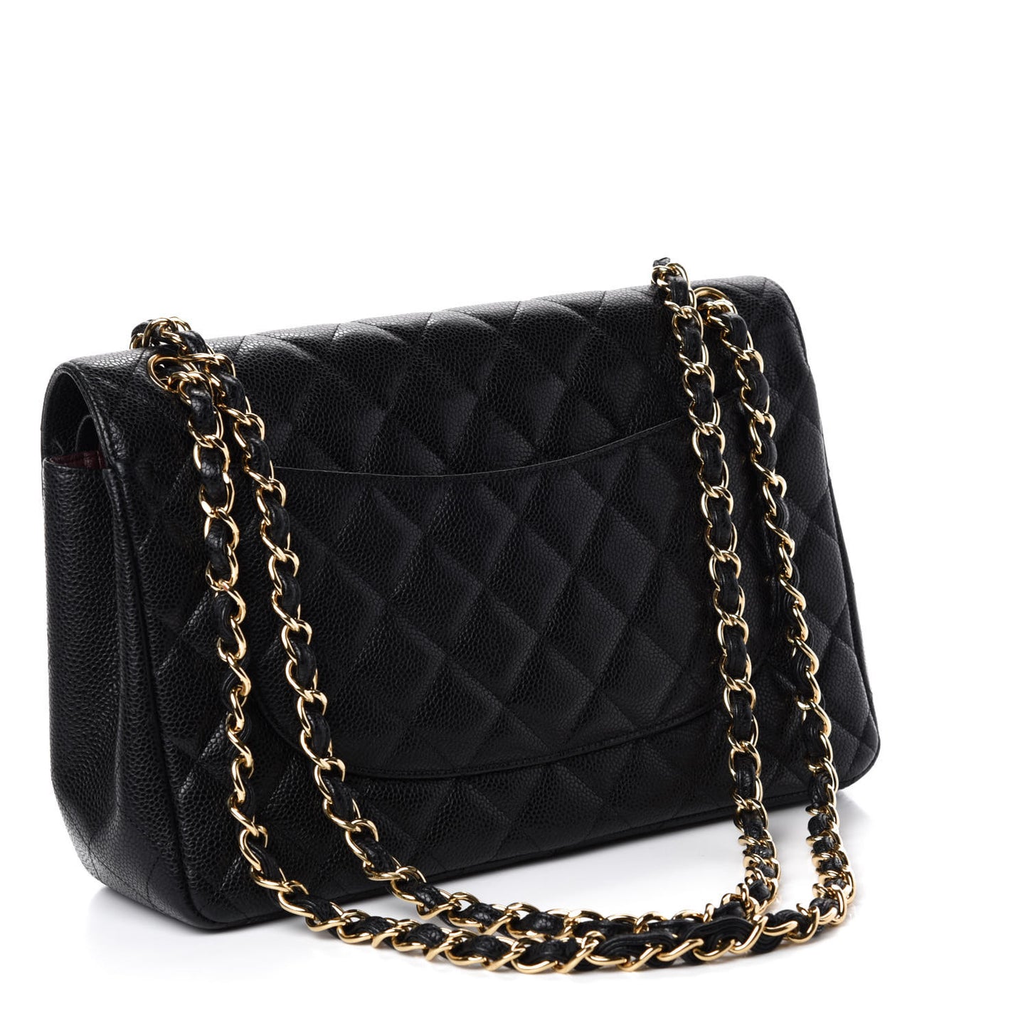 Caviar Quilted Jumbo Double Flap Black