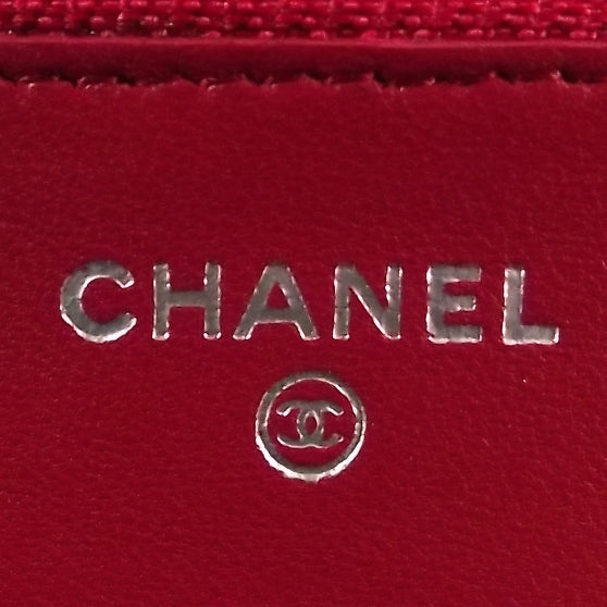 Chanel Lambskin Quilted Wallet On Chain Red 6 of 8