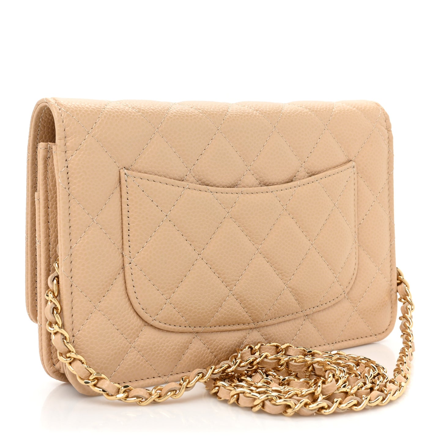 Caviar Quilted Wallet On Chain WOC Beige