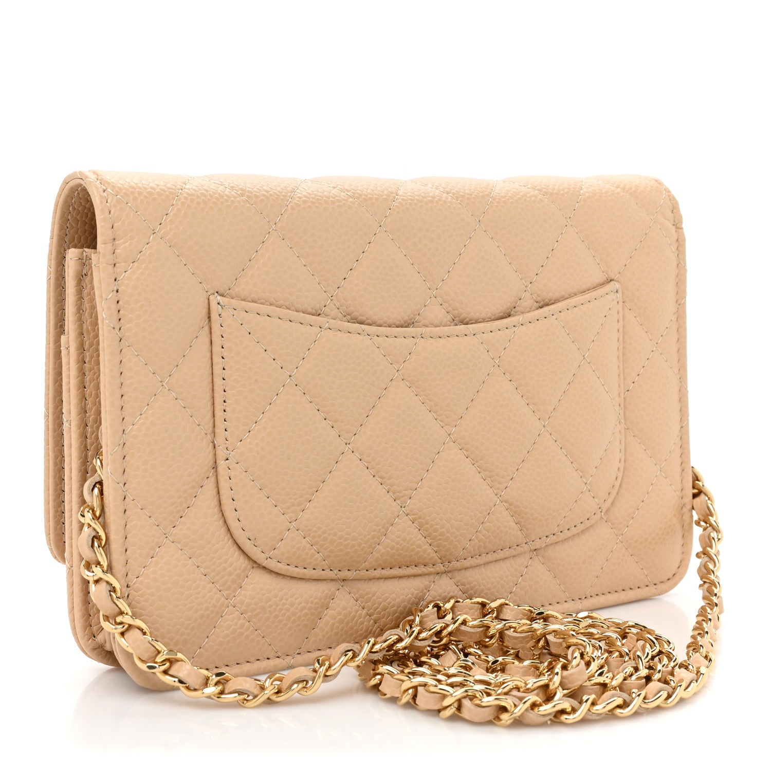 Chanel Caviar Quilted Wallet On Chain WOC Beige 3 of 15