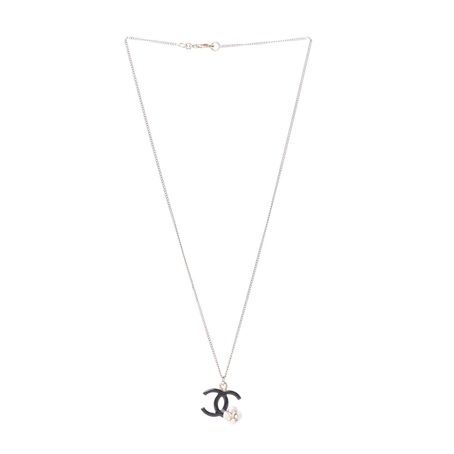 Chanel Enamel CC Camelia Necklace Gold Black 3 of 4