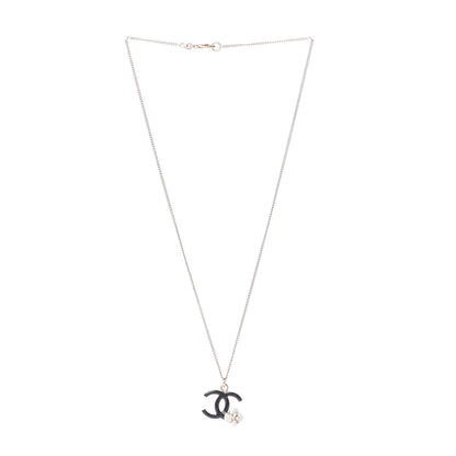 Chanel Enamel CC Camelia Necklace Gold Black 3 of 4