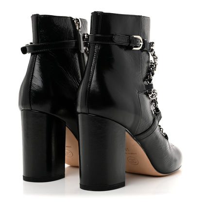 Chanel Crackled Calfskin Chain CC Short Boots 38 Black 4 of 9