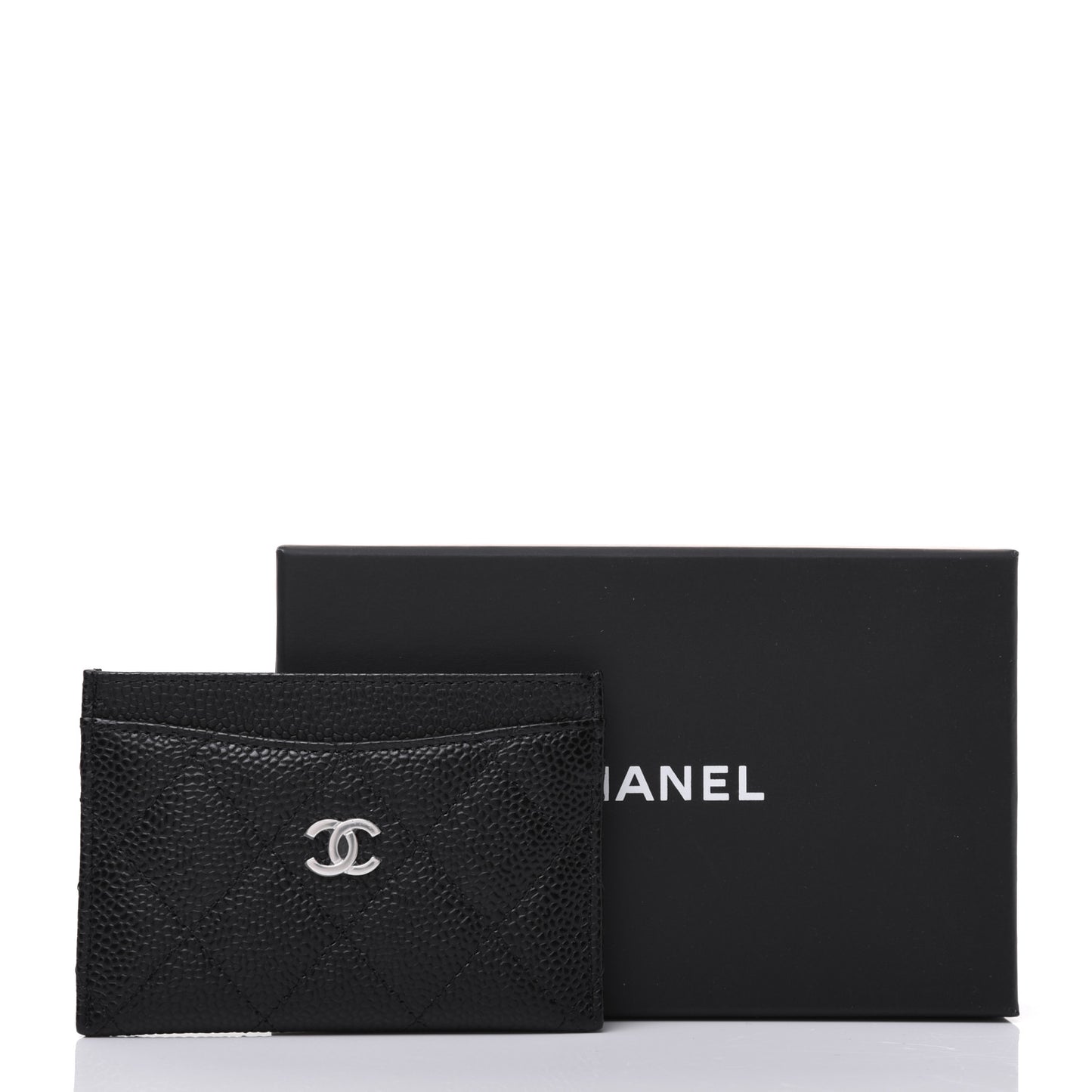 Caviar Quilted Card Holder Black