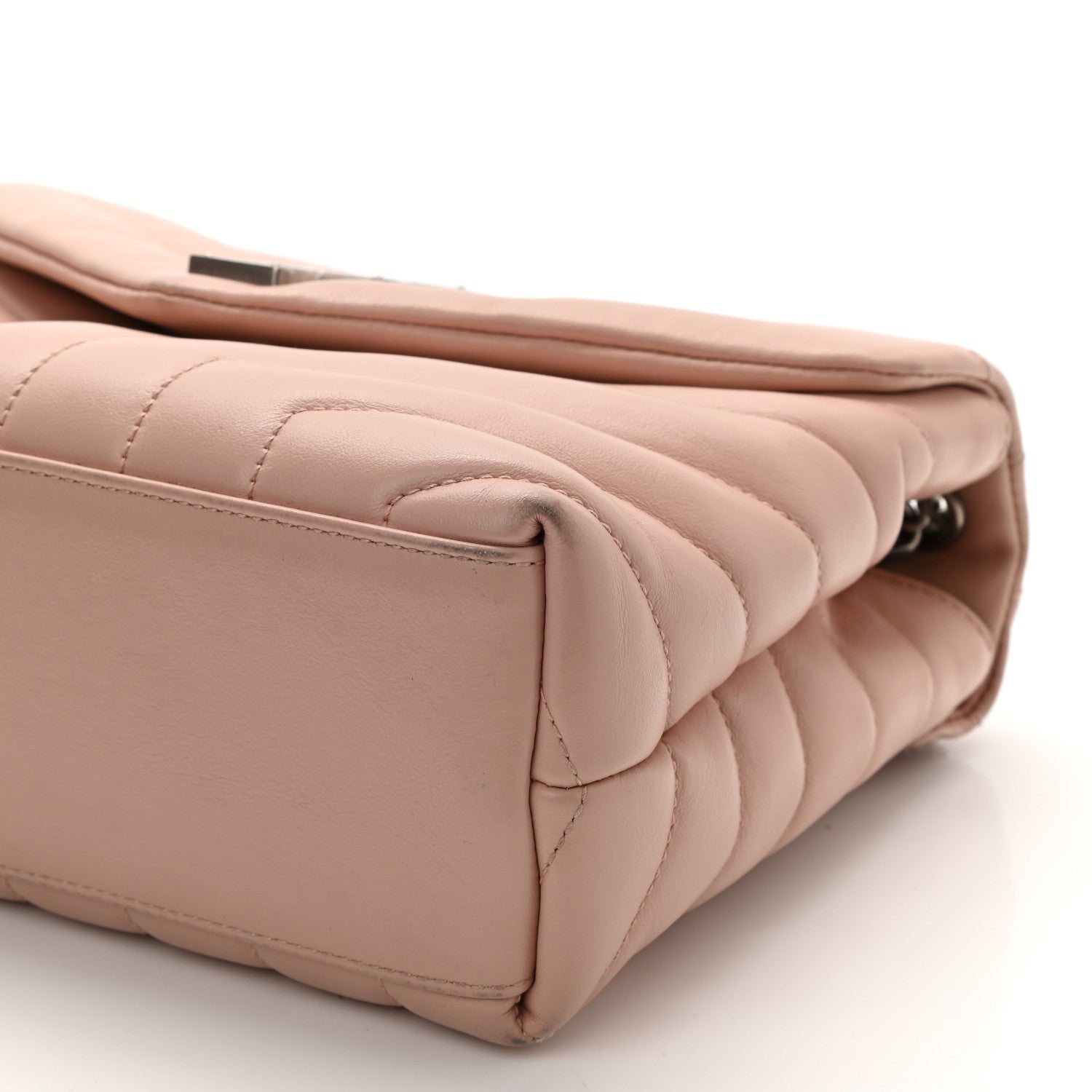 Saint Laurent Calfskin Y Quilted Monogram Small Loulou Chain Satchel Pale Blush 10 of 10