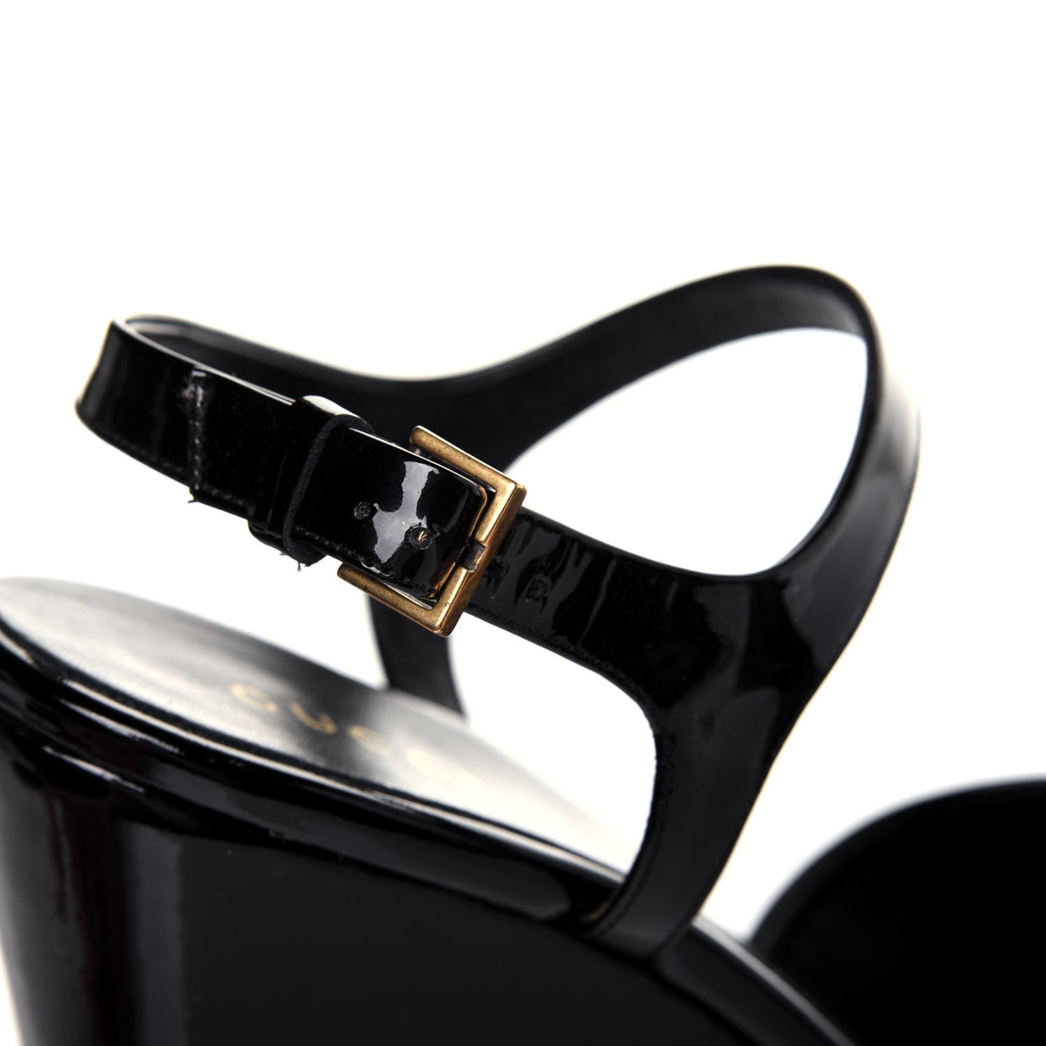 Gucci Patent Cork Hollie Wedge Sandals 36.5 Black 11 of 13