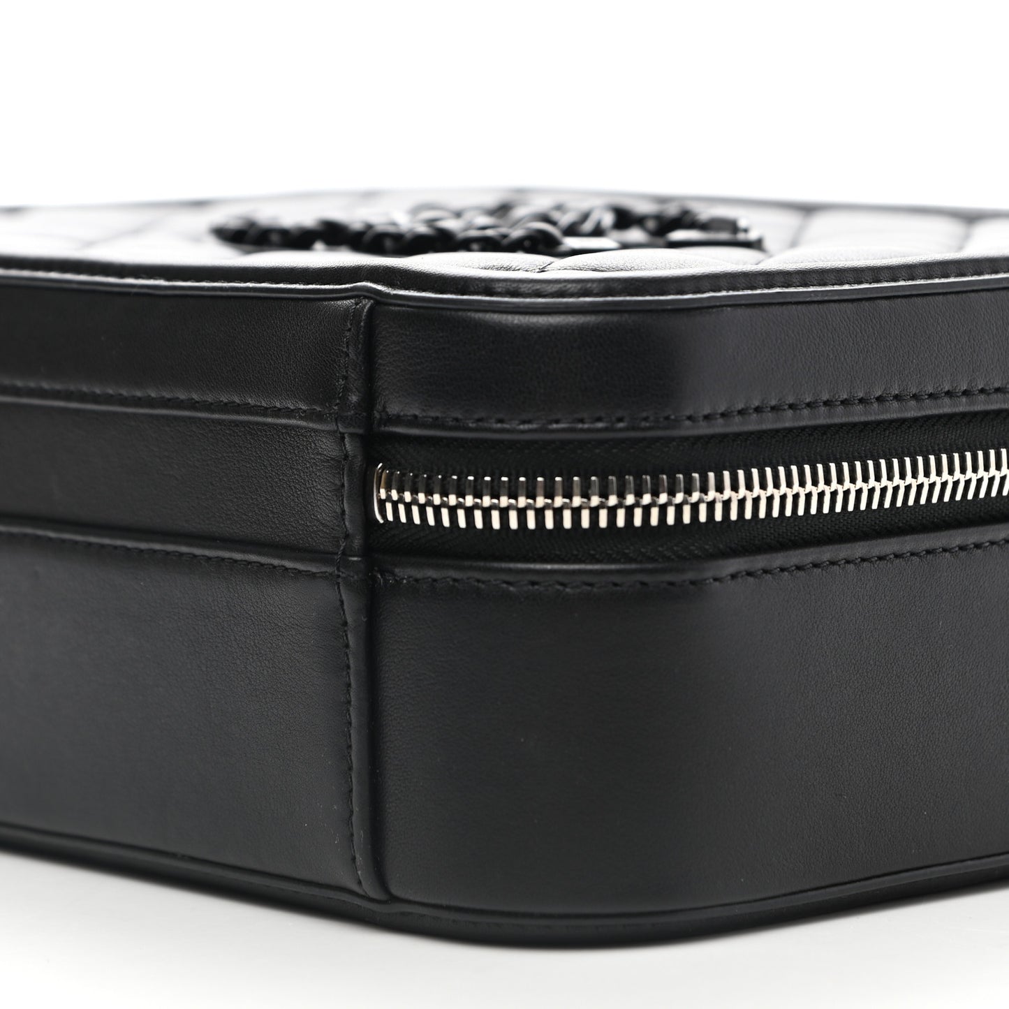 Lambskin Quilted Medium CC Filigree Vanity Case Black