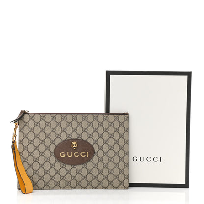 Gucci GG Supreme Monogram Neo Vintage Zip Wristlet Pouch Beige New Acero Crop 7 of 7