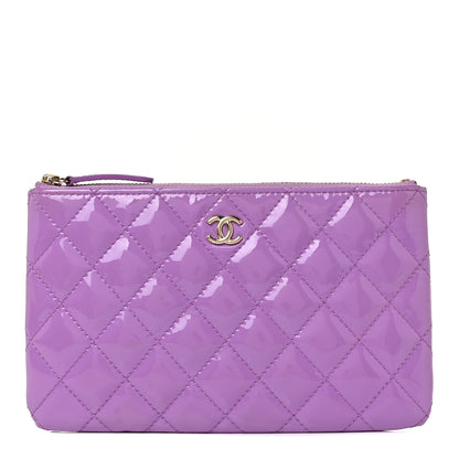 Chanel Patent Quilted Cosmetic Case Purple 1 of 10