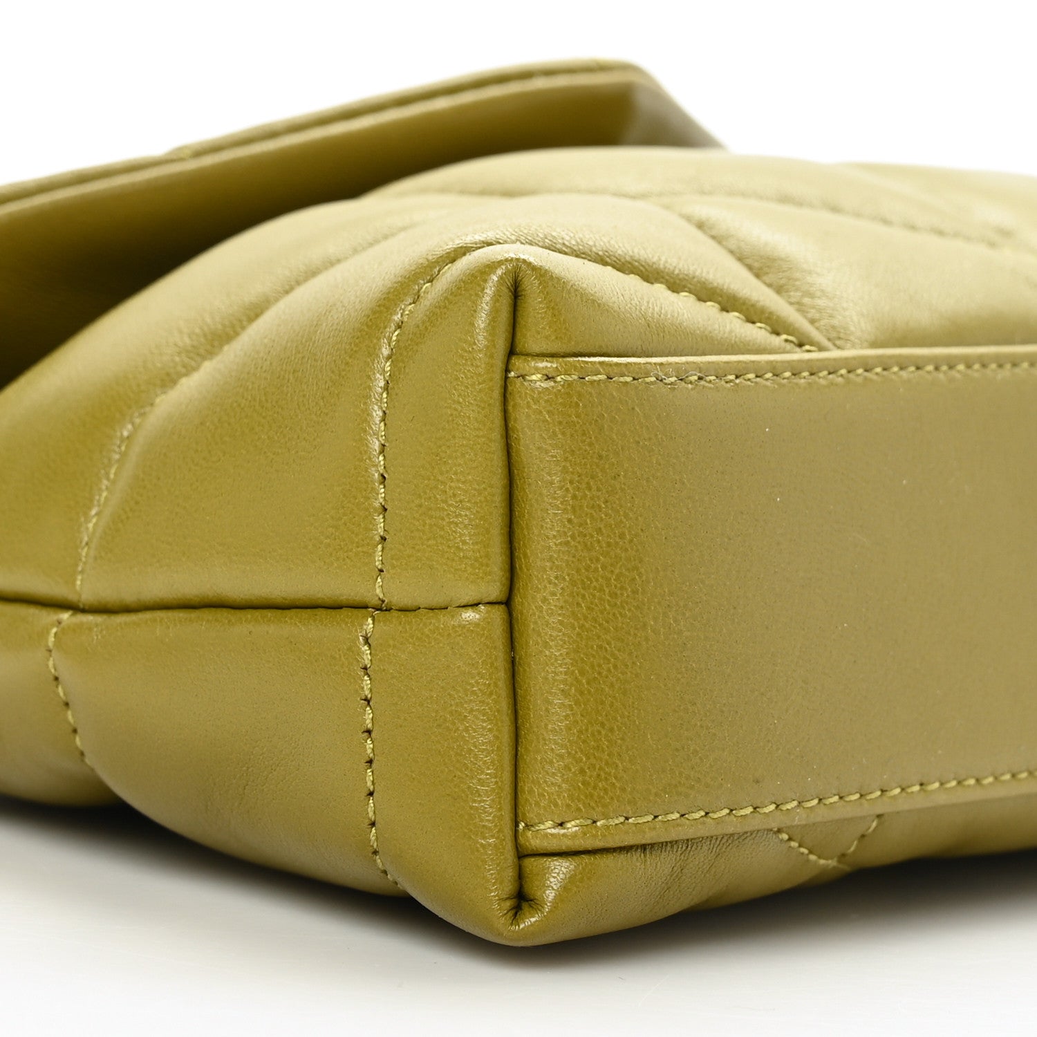 Saint Laurent Lambskin Monogram Loulou Puffer Pouch Clutch Olive 9 of 10
