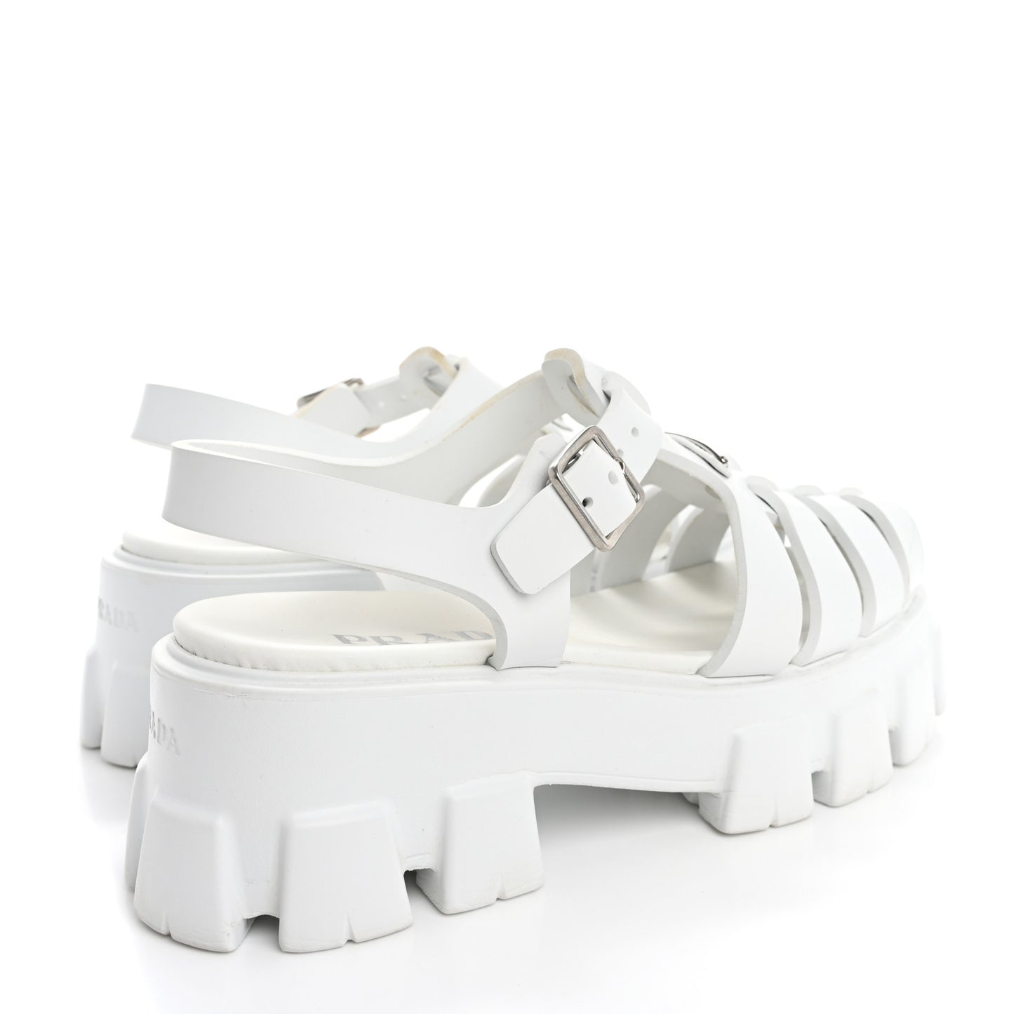 Foam Rubber Metal Triangle Logo Monolith 55mm Cage Sandals 40 White
