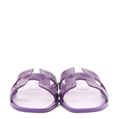 Hermes Ostrich Oran Sandals 38.5 Violet 2 of 9