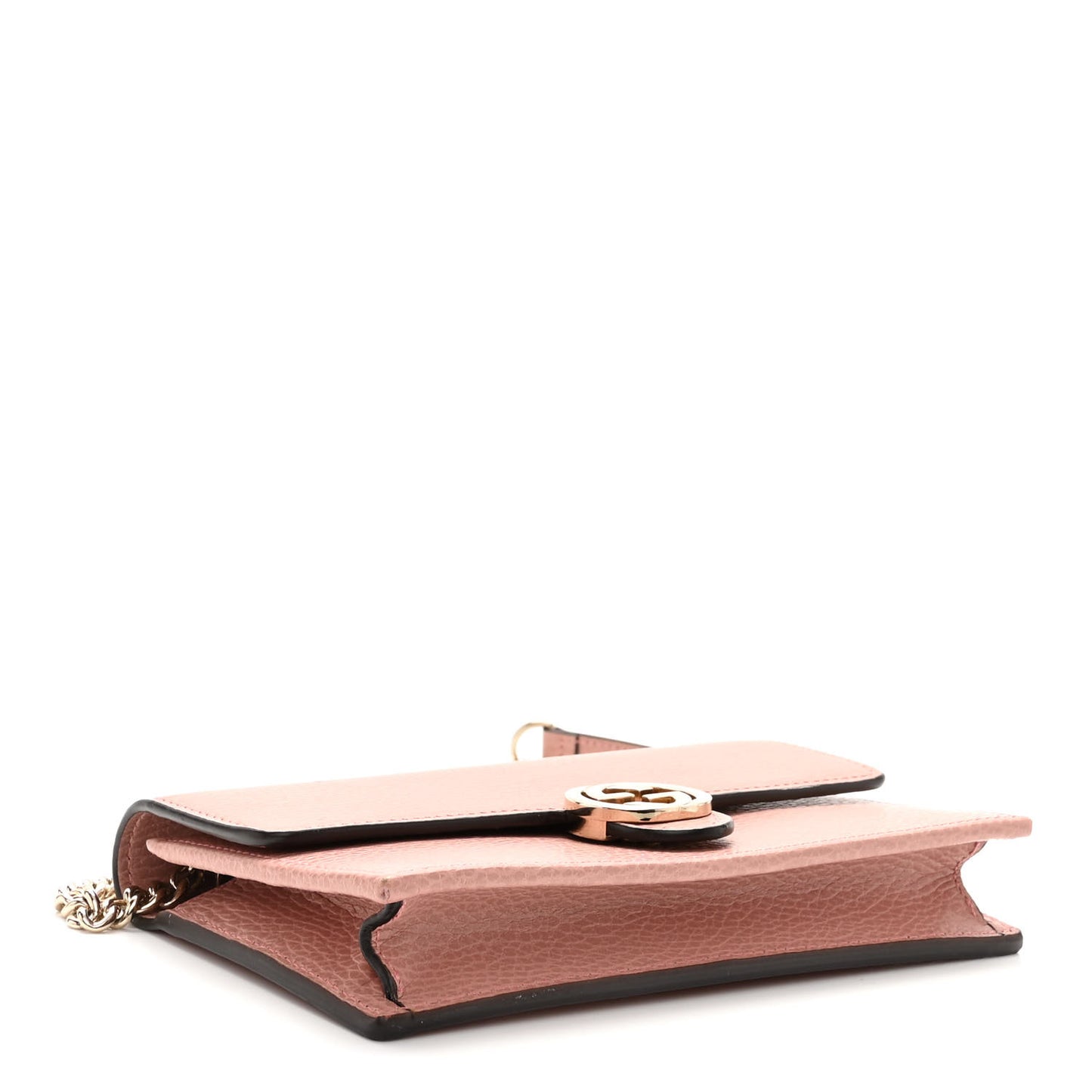 Dollar Calfskin Interlocking G Chain Wallet Soft Pink