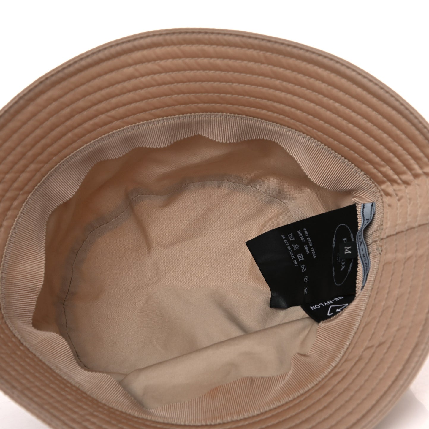 Re-Nylon Metal Triangle Logo Womens Bucket Hat M Sabbia