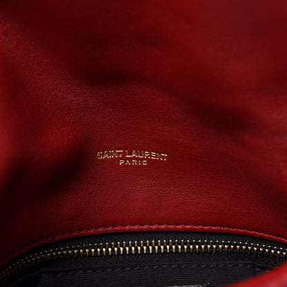 Saint Laurent Lambskin Quilted Toy Loulou Puffer Monogram Chain Satchel Red 6 of 12