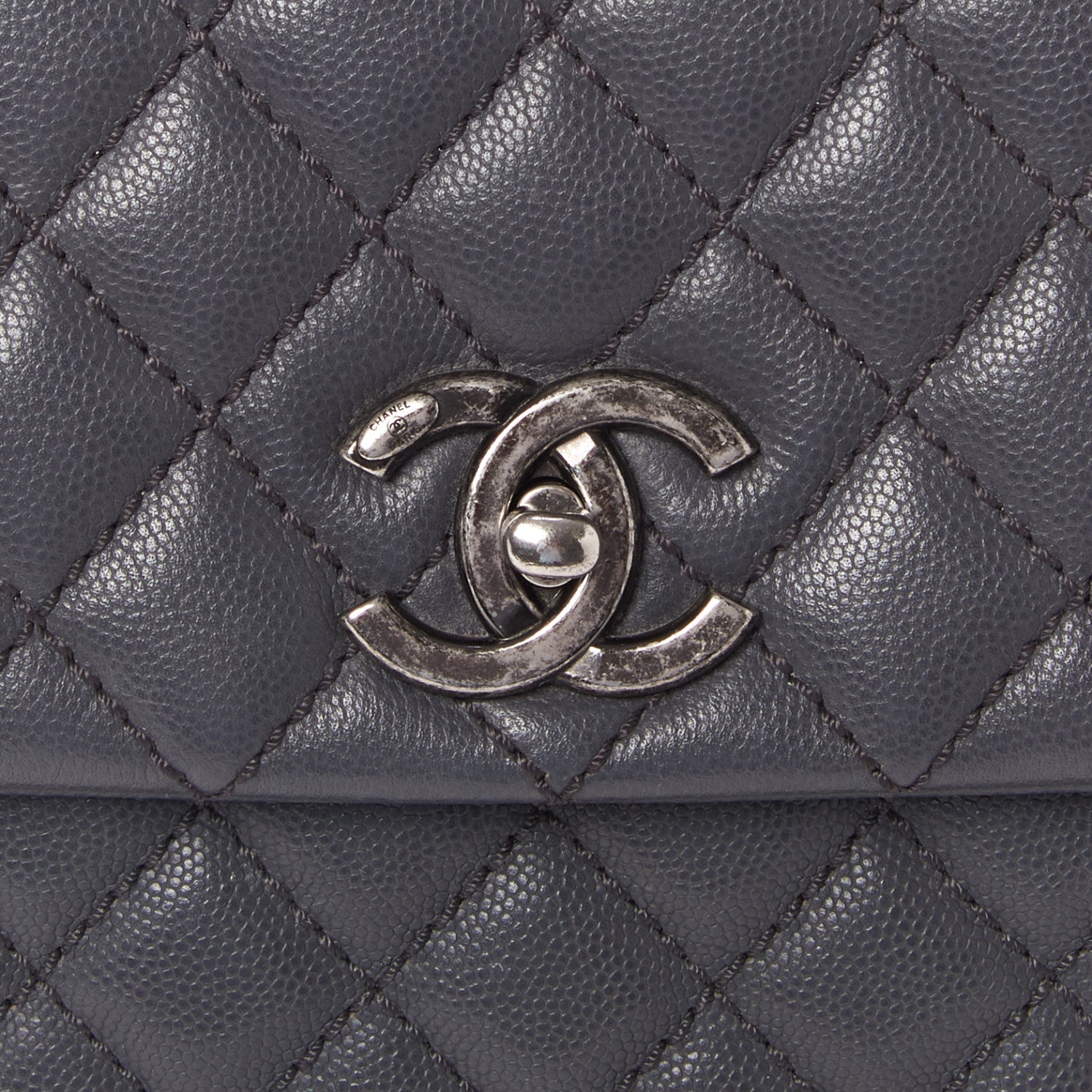Chanel Caviar Quilted Large Coco Handle Flap Grey 7 of 9