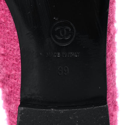 Chanel Tweed Patent Cap Toe Ballerina Flats 39 Pink Black 6 of 12