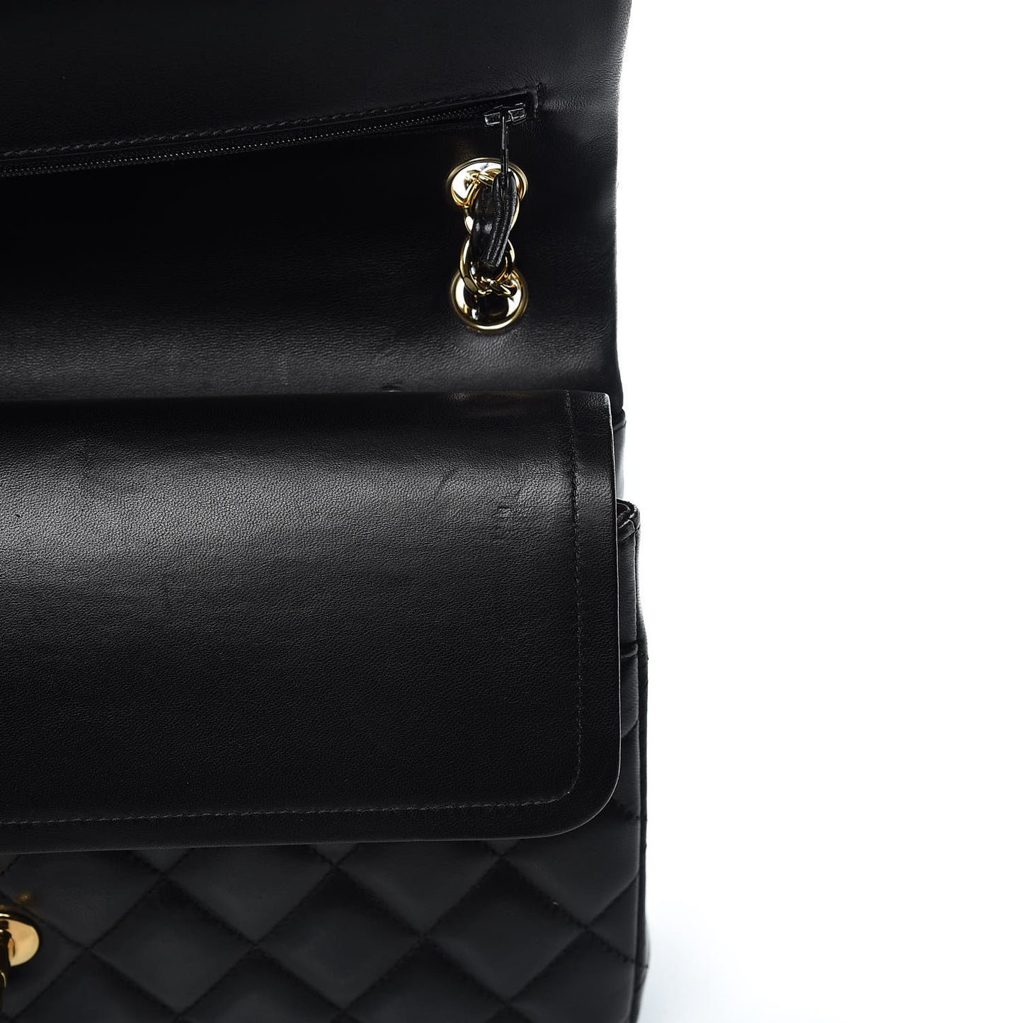 Lambskin Quilted Jumbo Double Flap Black
