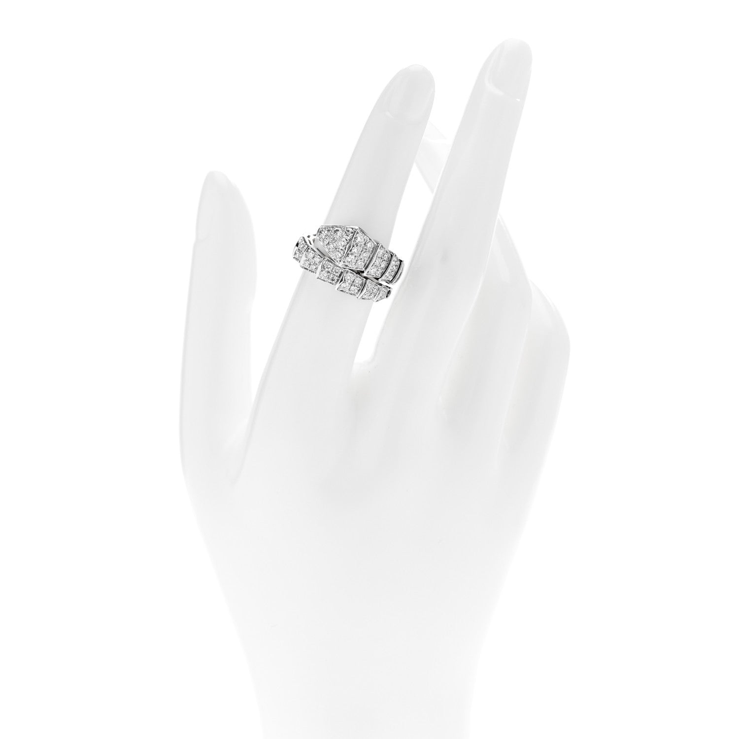 Bulgari 18K White Gold Diamond One-Coil Serpenti Viper Ring M 2 of 4