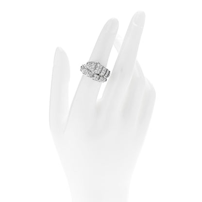 Bulgari 18K White Gold Diamond One-Coil Serpenti Viper Ring M 2 of 4